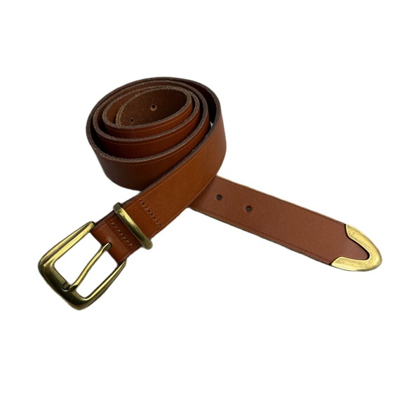 Madewell Accessories - Madewell Leather Belt Womens XXL 2XL Brown Brass Buckle Tip Preppy Classic 1.25"